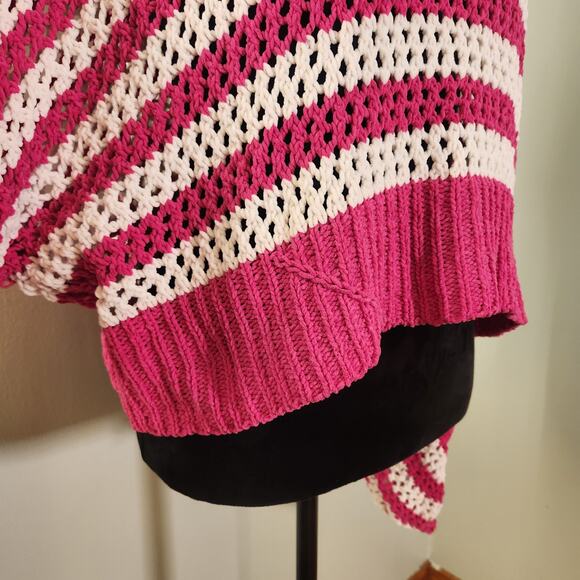 POL Pink and White Chenille Crocheted Sweater, Size Large - Picture 8 of 11